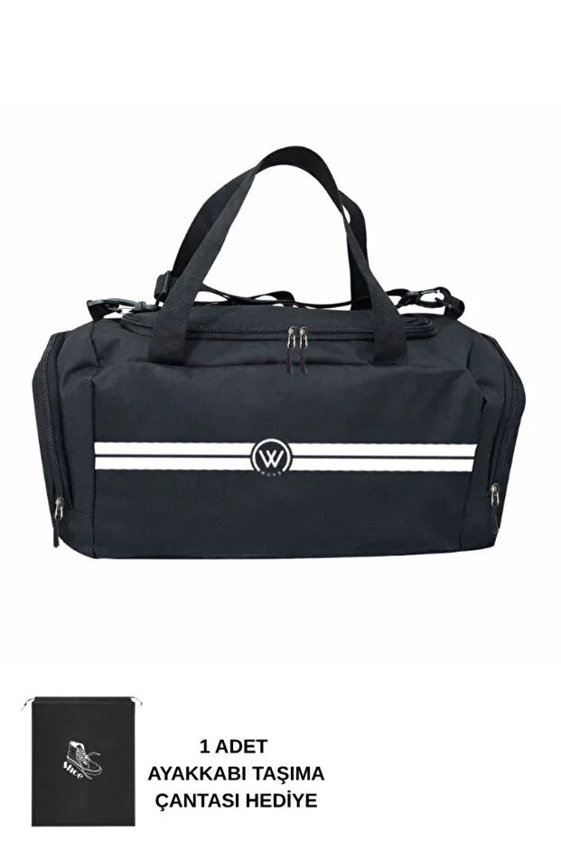 Unisex Siyah Bölmeli Sporcu Çantası